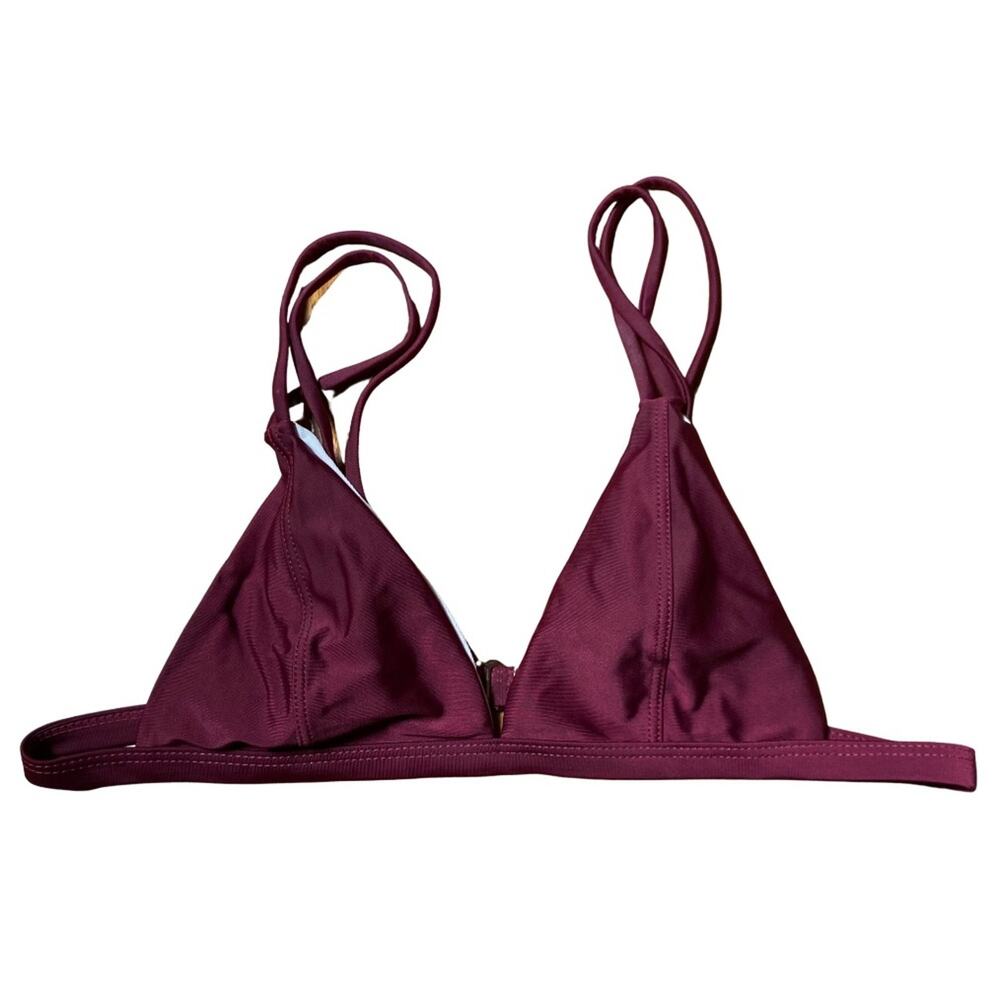 Maroon Triangle Double Strap Bikini Top Sz Medium - Picture 1 of 9
